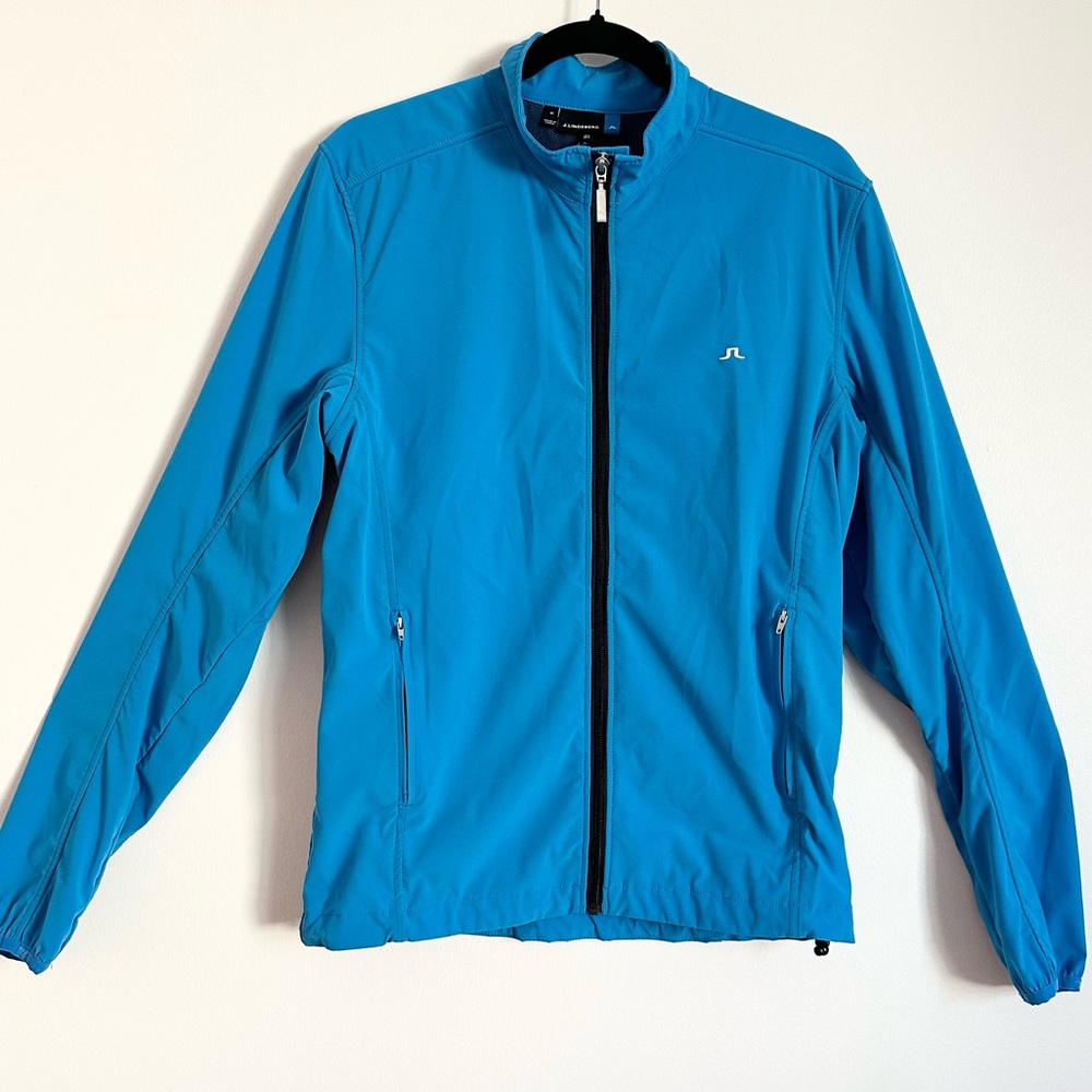 J.LINDEBERG Blue Black Soft Shell Windbreaker Jacket Full Zip